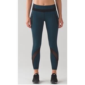 Lululemon Athletica Inspire Tight II Jacquard Black Indian Ocean, Size 6